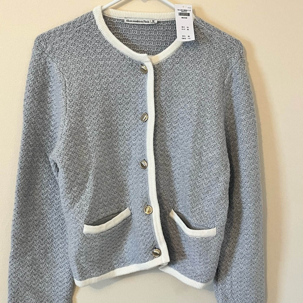 Abercrombie & Fitch Crew Sweater Jacketket | M Grey | NWT